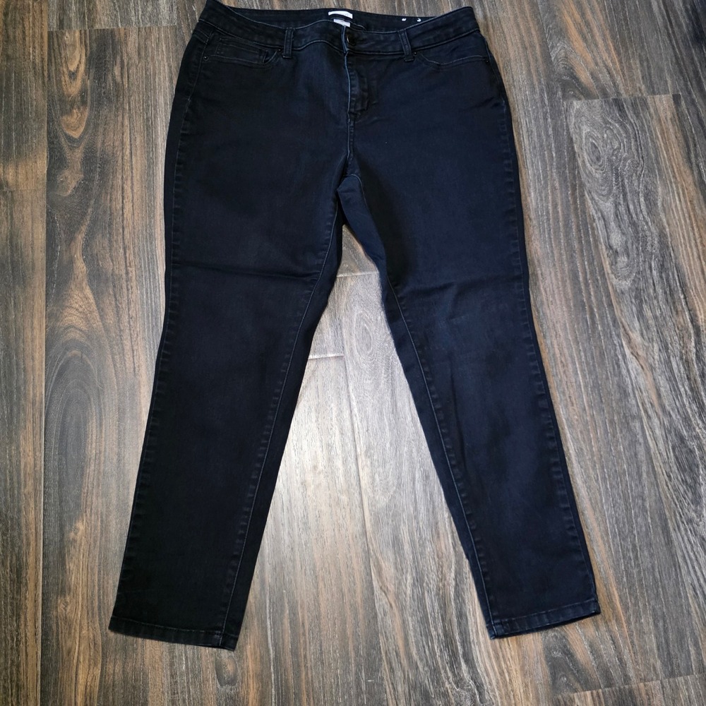 Westport Womens Black Straight Leg Denim Jeans Size 14P Petite RN 63264